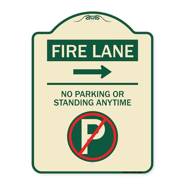 Signmission Fire Lane No Parking or Standing Anytime Heavy-Gauge Aluminum Sign, 24" x 18", TG-1824-24007 A-DES-TG-1824-24007 - main
